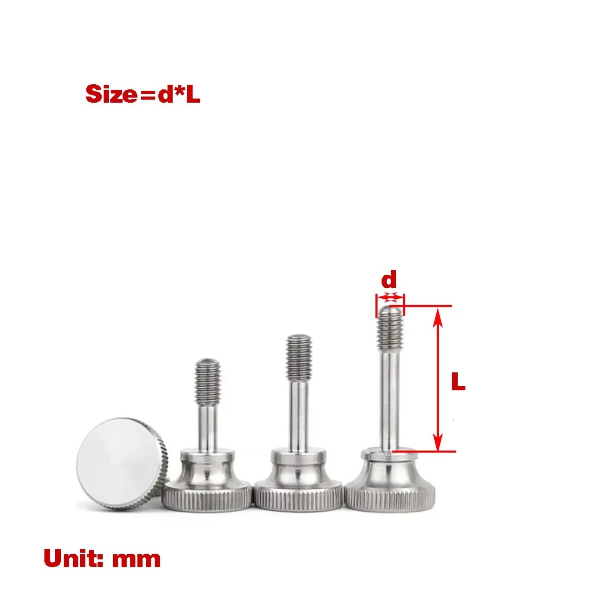 304 Stainless Steel High Head Anti Loosening Screw / Knurled Manually Tightened Step Bolt M3M4M5M6M8