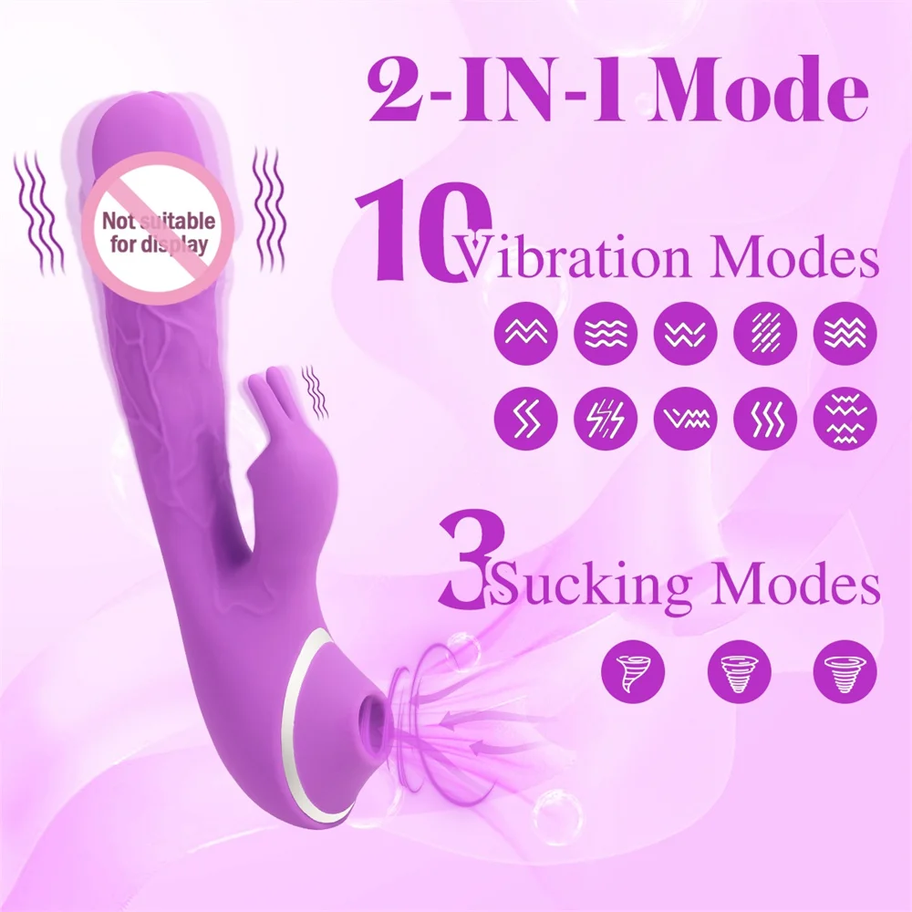 

Rabbit Dual Vibrator Dual Stimulation Powerful Vibro Dildo Wand G Spot Massager Sex Toys for Woman G Spot Massager Clit Sucker