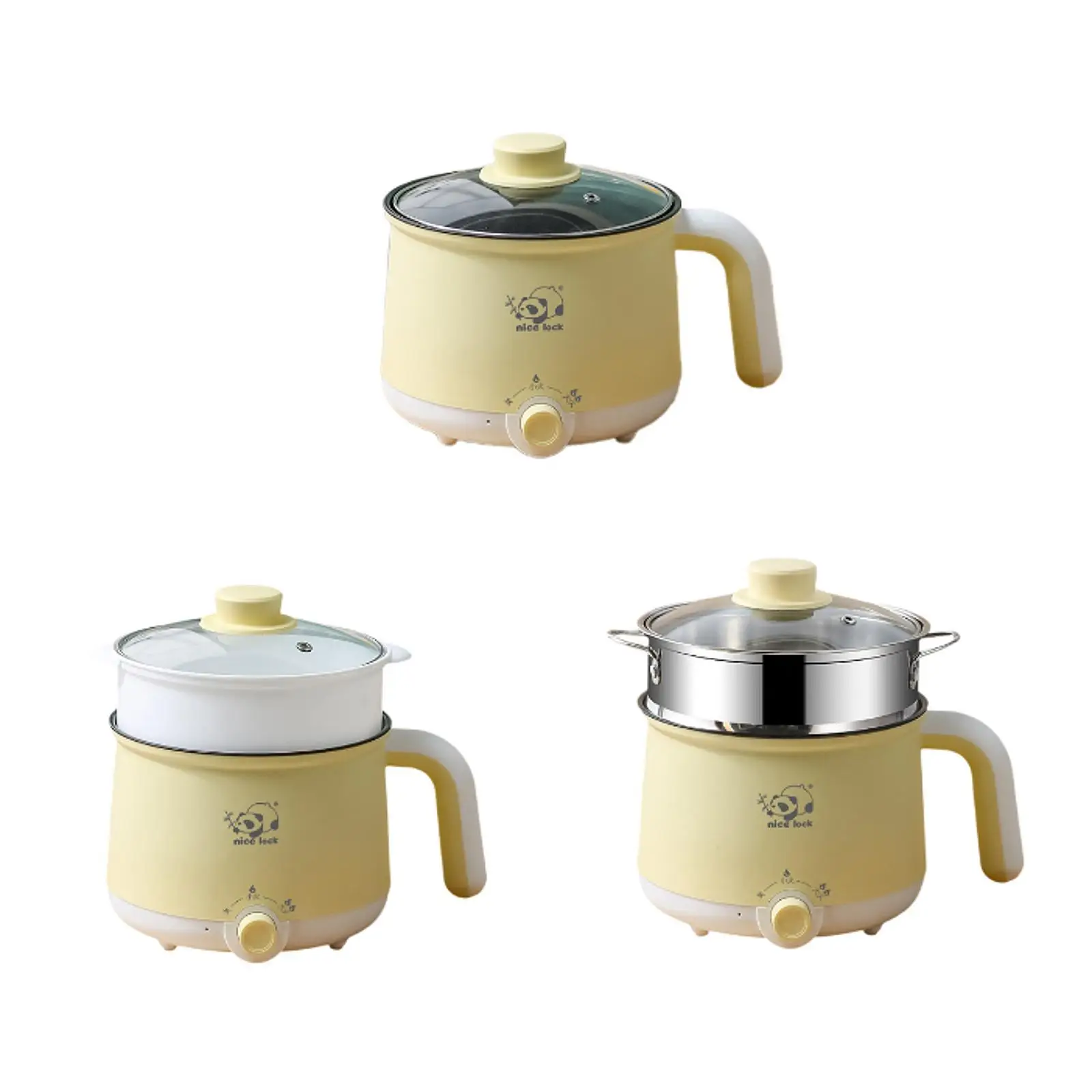 Multi Functional Mini Cooker Pot 2 Gear with Handle Stainless Steel Raman Cooker Noodles Cooker for Dumpling Fry Pasta Soup Eggs