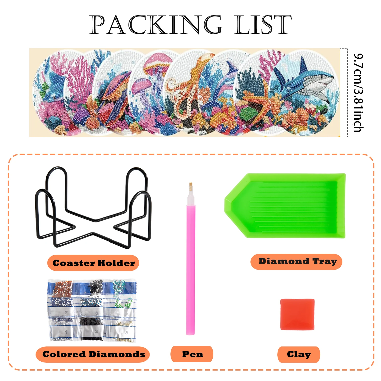 8 Diamond Drawing Pads with Brackets, DIY Colorful Marine Animal Diamond Drawing Pads, Suitable for Adults and Beginners