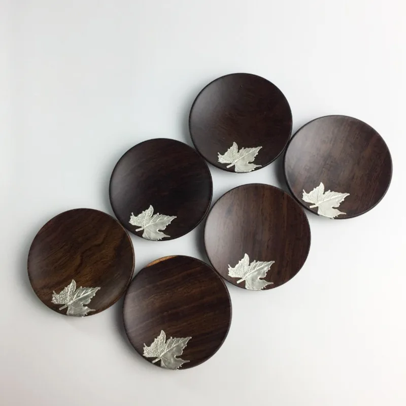 Ebony Pure Tin Coaster Sandalwood Tea Coaster Insulated Non-slip Tin Coaster Tin Tea Accessories