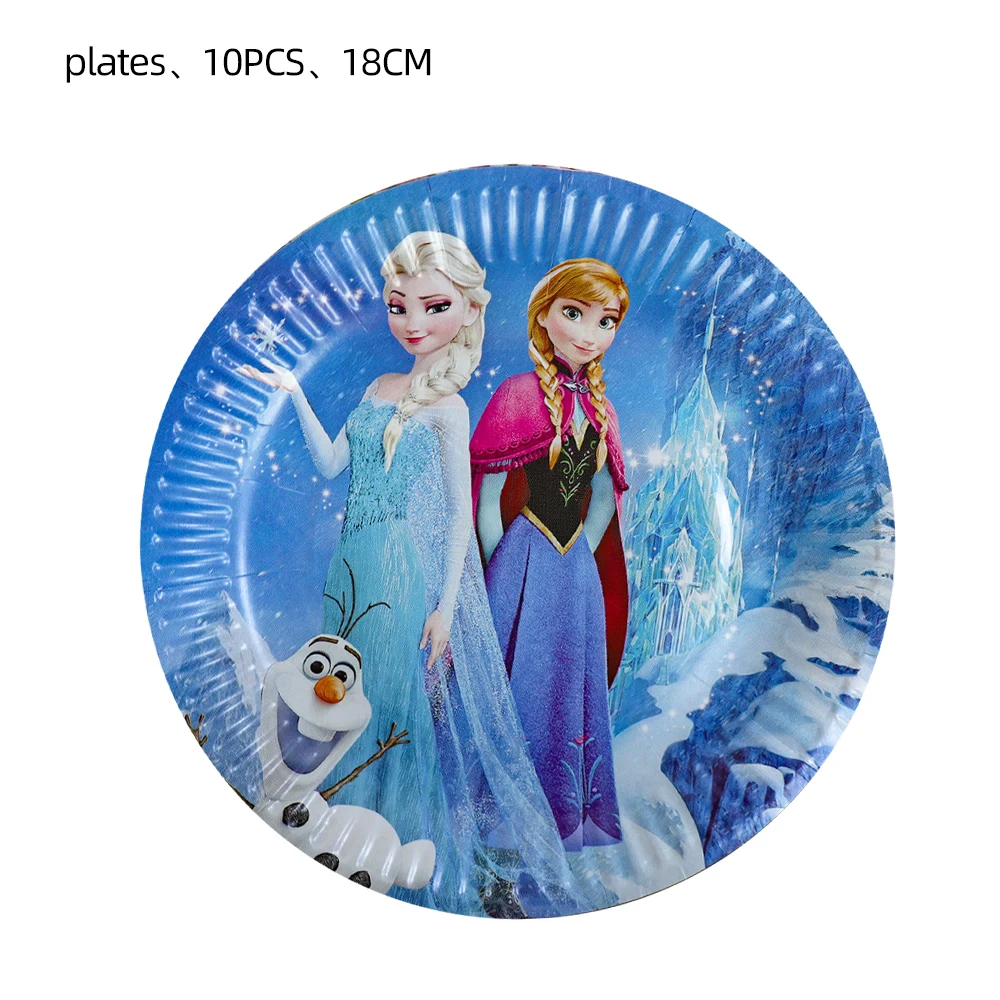 Disney Frozen Birthday Party Decorations Anna Elsa Tableware Cups Plates Backdrop Snow Queen Balloons Party Supplies Girls Favor