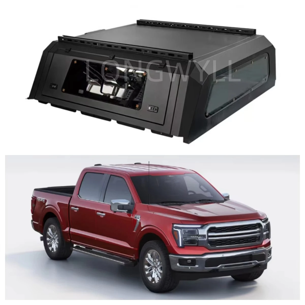 

Waterproof Anti-Rust Aluminum Pickup Truck Canopy for F-150 Truck Bed Camper Shell Heavy-Duty Smart Locking