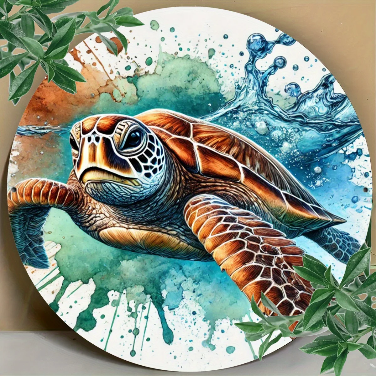 

Watercolor Sea Turtle Metal Wall Art Sign, Elegant Iron Decor - For Indoor & Outdoor Use - Versatile Wall Hanging for Home Decor