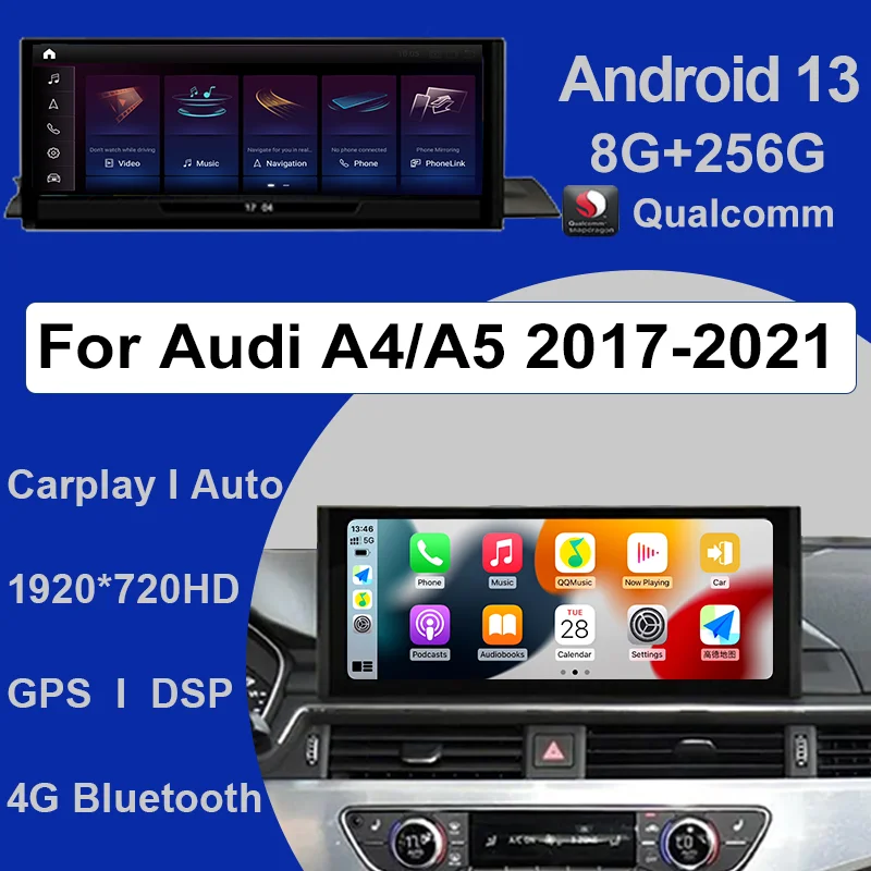 Factory Price Wireless Carplay Auto For Audi A4L A4 B9 A5 2016-2020 8G+256G 8 Core Android13 Car Intellgent Central Multimedia