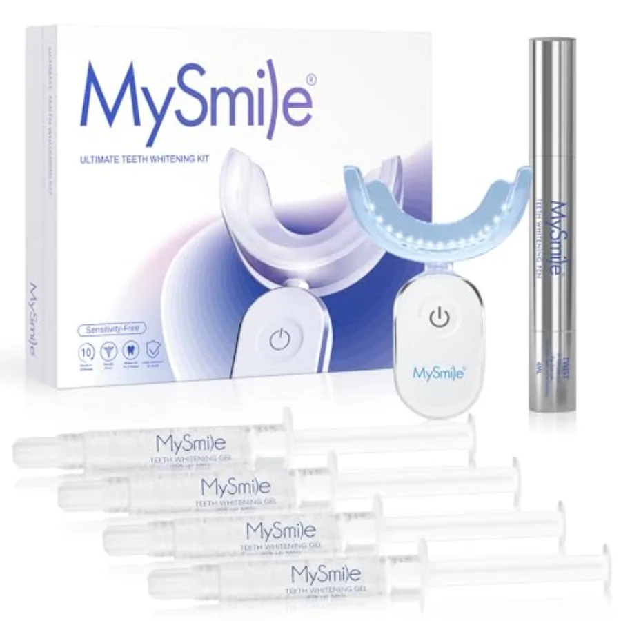 

Deluxe 10 Min Teeth Whitening Kit with 28 LED Light and 35 Carbamide Peroxide Gel for Coffee Soda Wine Smoking Food Sta