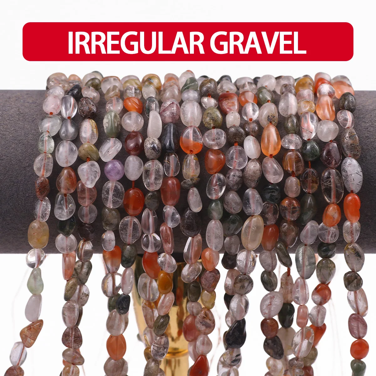 6-8mm Natural Mixed Rutilated Quartz Irregular Freeform Beads Tumbled Stone Loose Beads DIY Bracelet Necklace Jewelry Marking