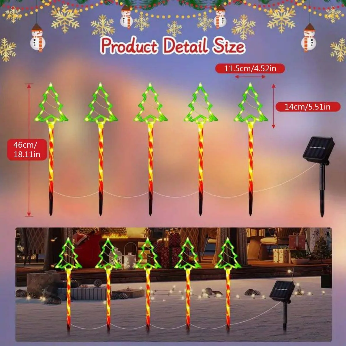 5 piezas 1 Juego de luces de enchufe de tierra de árbol de Navidad impermeables al aire libre iluminación decorativa fácil de buscar título del producto