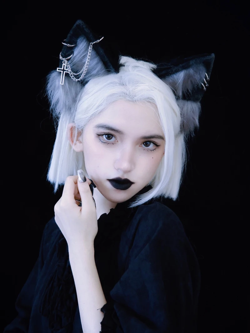 Handmade Beast Wolf Ear Headband Adult Teens Cosplay Hairband Women Girls Punk Faux Fur Plush Headwear Hair accessaries