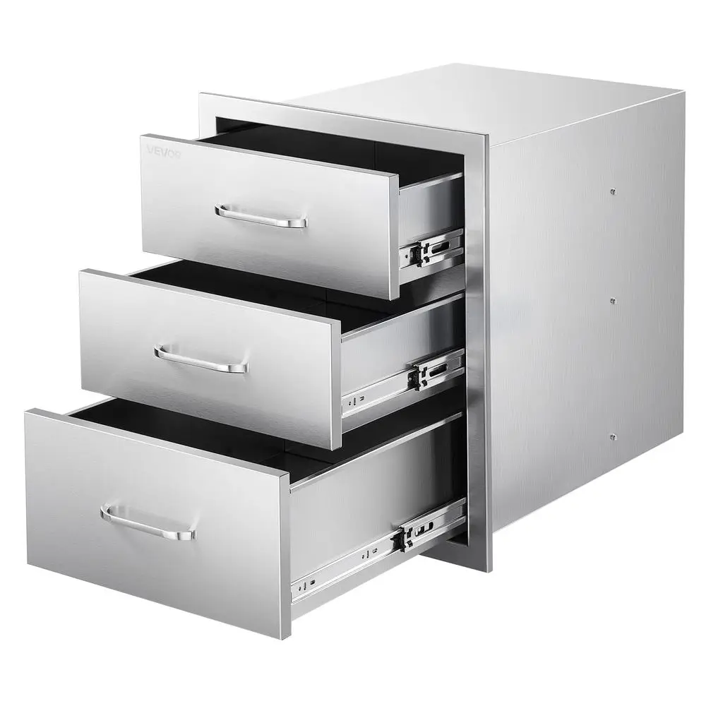 

Outdoor Kitchen Cabinets 18.11W x 23.23D x 23.23H, TripleAccess Stainless Steel BBQ Drawers with Handles, BBQ Island Drawer for