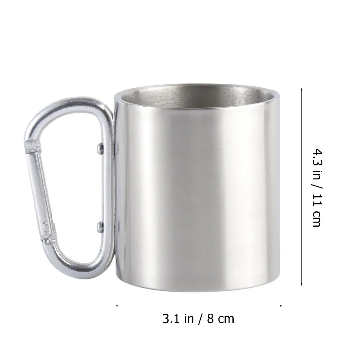 Lightweight Stainless Steel Camping Equipment Mug Thickened Wall Insulated Design Carabiner Attached for Backpacking Hiking