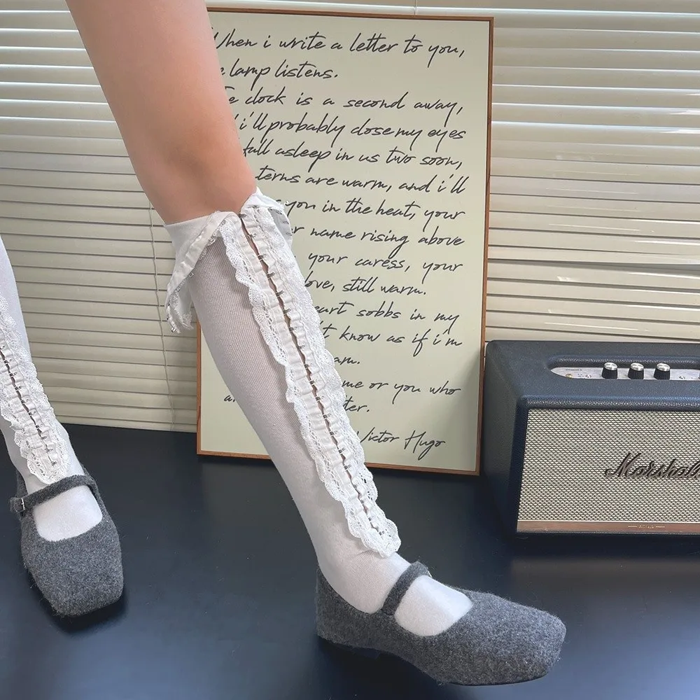 New Hollow Out Spice Girls Leg Warmers Y2K Lace Knee High Socks Ballet Style Punk Style Lolita Stockings JK