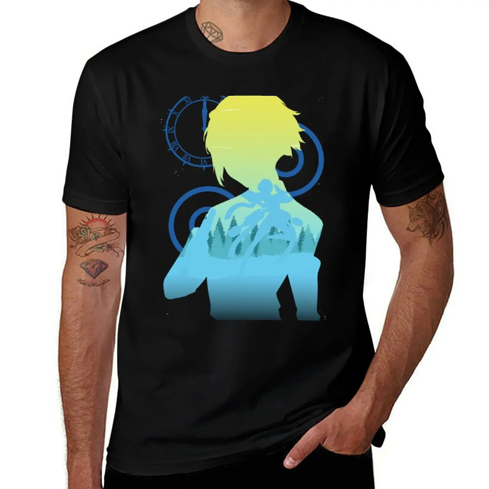 

Aigis Silhouette Art T-Shirt graphics oversized vintage graphic tee cotton t shirt men