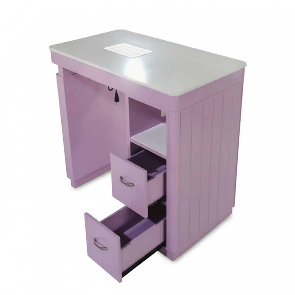 

Маникюрный стол с белой каменной столешницей, деревянным каркасом, встроенным пылесосом, профессиональная спа-станция для одного мастера