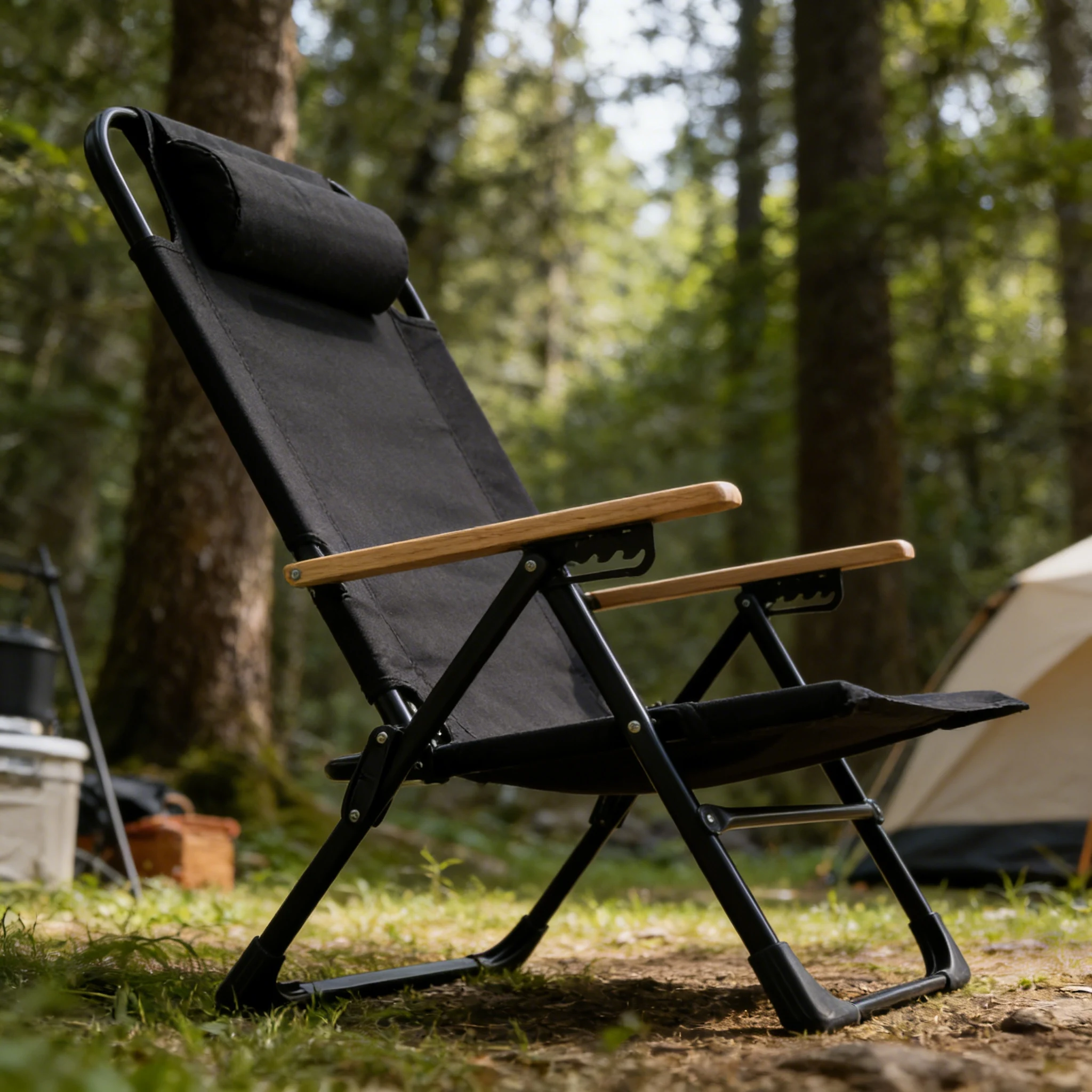 Folding Camping Stool with Footrest Portable Camping Stool for Relaxation