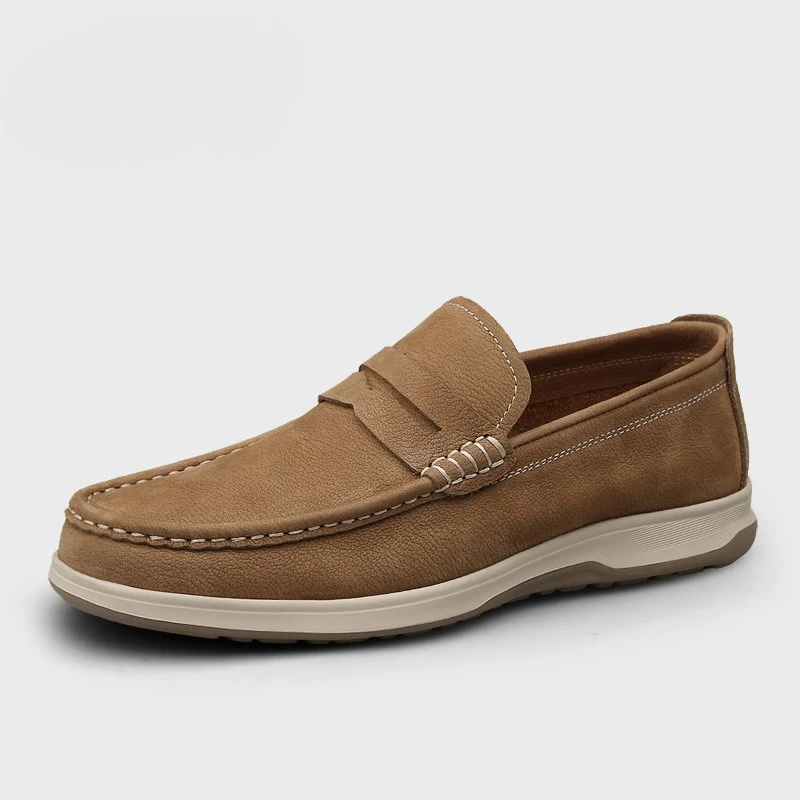 Leather Shoes Men's New Slip-on British Leather Soft-soled Business Casual Leather Dad Loafers