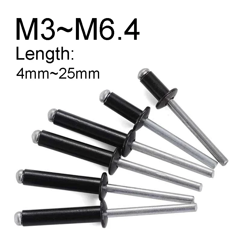 5~50PCS Black Blind Rivets M3 M3.6 M4 M6 M6.4 Aluminium Rivet /Black Zinc