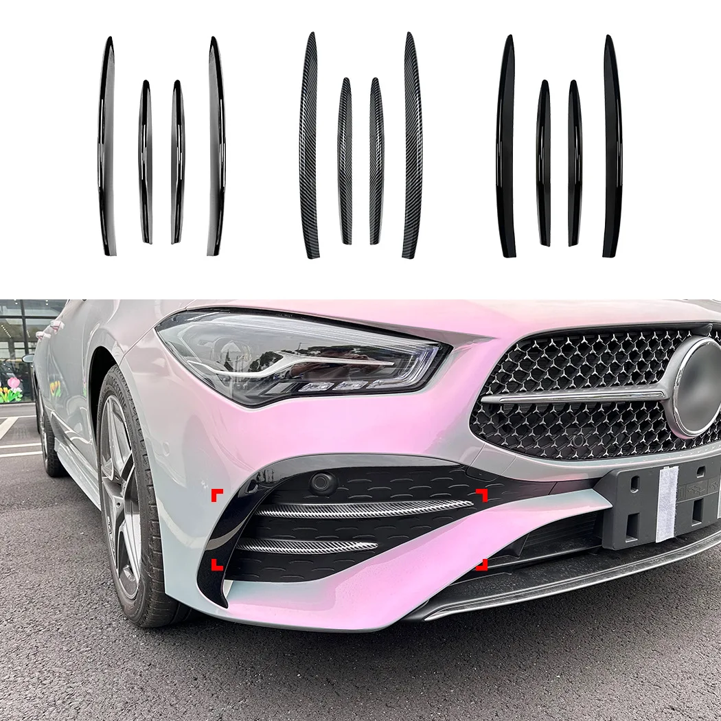 Front Grille Splitter Trim Car Stickers for Mercedes Benz CLA C118 X118 LCL 2023+ AMG Wind Blade Exterior Modification Styling