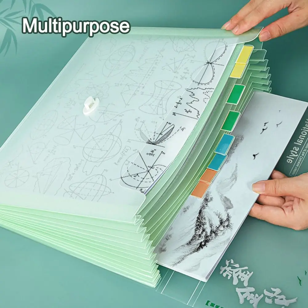 Portable Multi-layer A4 Document Bag Large Capacity Hand-held File Folder Waterproof Organ Bag for Students and Office Workers