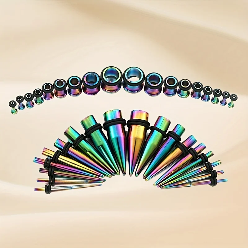 36pcs Stainless Steel Ear Gauge Earring Set 14-00Gauge Multi-size Ear Expander Embellishment Earring Piercing Jewelry Set