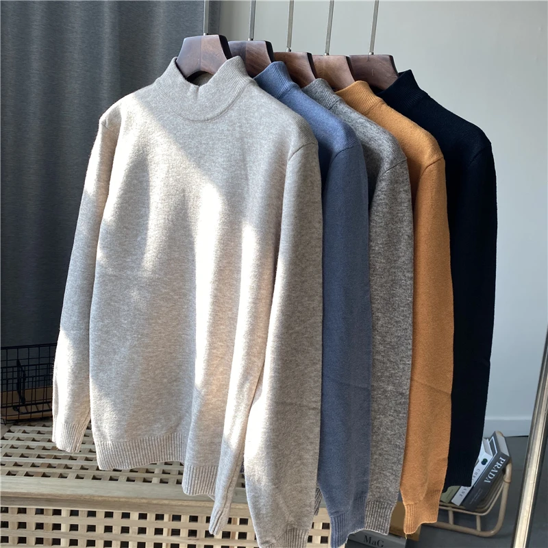 

Soft And Smooth Self-Heating Men's Knitted Sweater Half High Collar Autumn Winter Fashionable Casual Long Sleeve Youthwear