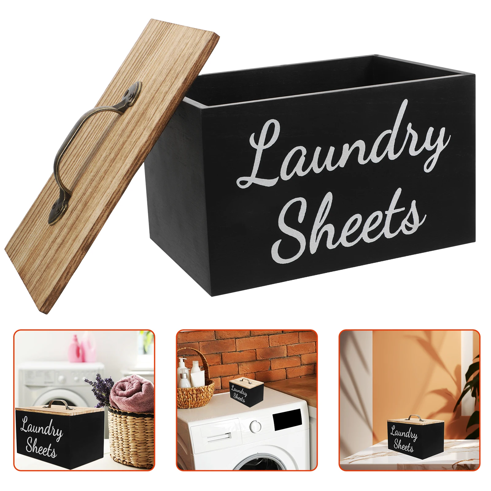 

Wood Laundry Dryer Sheet Holder Container Box Home Softener Dispenser Farmhouse Decor Organizer Storage Powder Beads Trash
