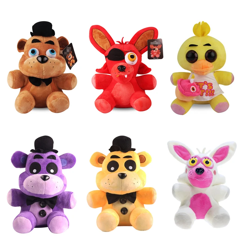 6 Style 18cm FNAF Plush Toys  Freddy Bear Bonnie Chica Baby Ballora Foxy Plush Stuffed Toys Doll Gifts