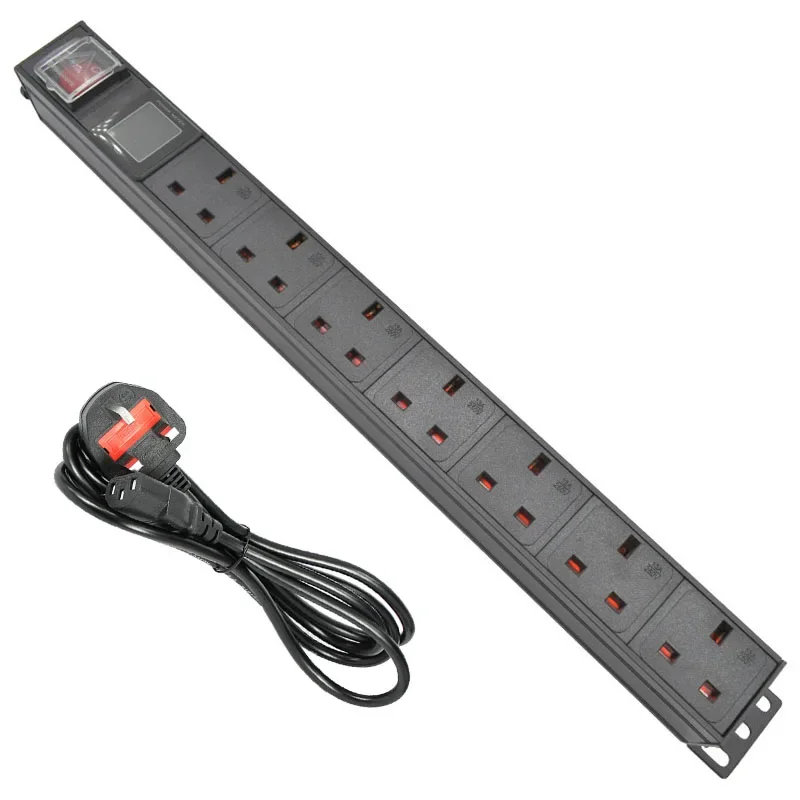 

PDU Power Strip стойка сетевого шкафа UK 3 PIN адаптер Выход 7 Way socket и корпус из алюминиевого сплава 13A 3500W