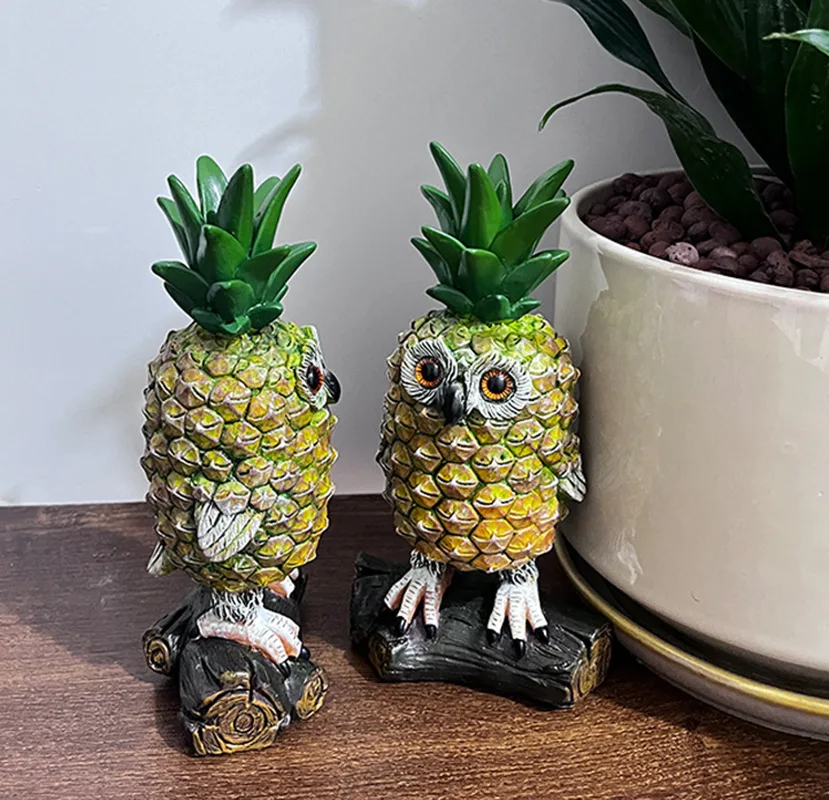 2023 New Creative Funny Mutant Pineapple Owl Toy Garden Home Outdoor Decoration Resin Crafts Halloween Ornament