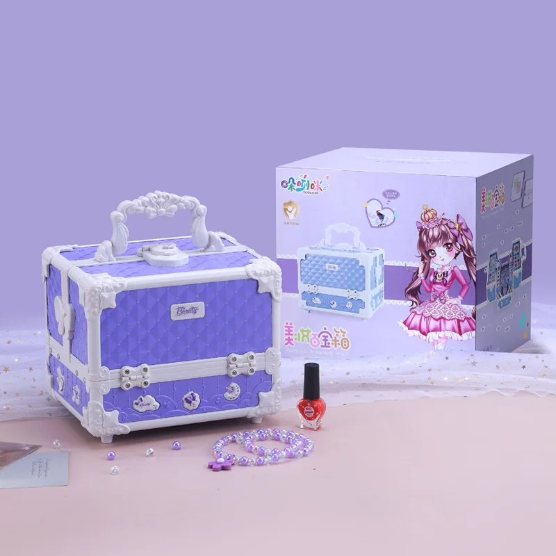 Crianças conjunto de brinquedos cosméticos lavável menina maquiagem brinquedo jogo conjunto princesa natal e presente de ano novo batom sombra de olho caixa de maquiagem conjunto