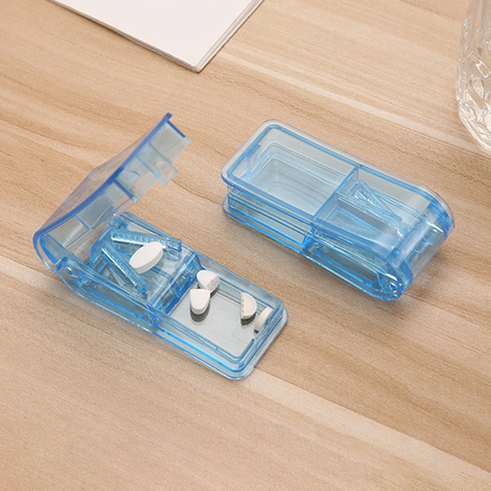 Convenient Tablet Cutter Medicine Box Cutter Elderly Medicine Breaker Transparent Plastic Medicine Box Integrated Tablet Divider