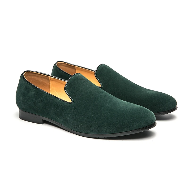

Spring Luxury Designer Brand Suede Leather Shoes Business Office Dress Shoes for Man Black Brown Greem Nightclub Party Loafers