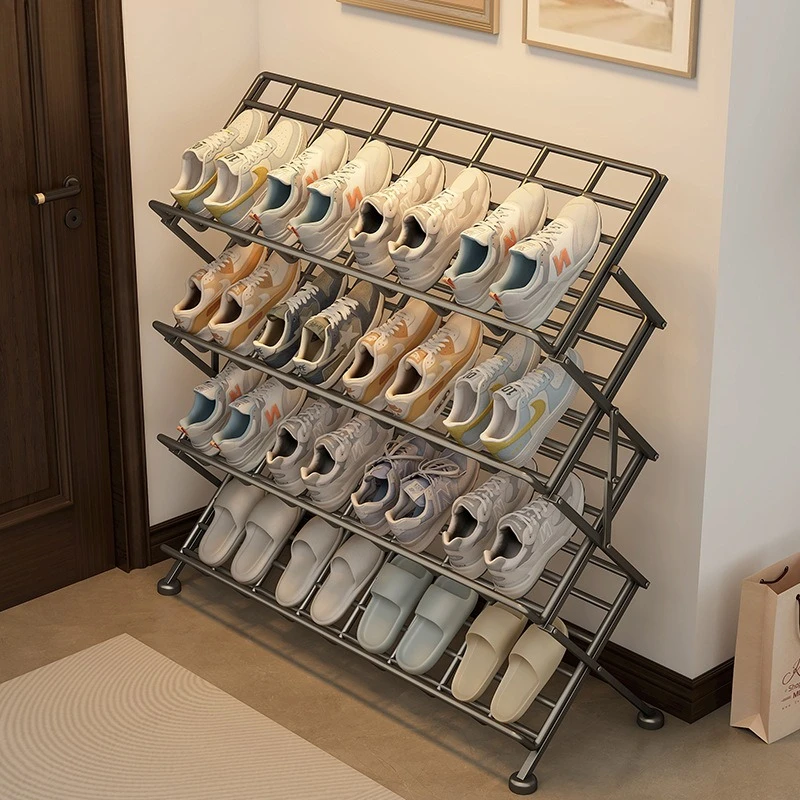 

Foldable Shoe Rack for Home No Assembly Needed Multi Layer Storage Shelf for Shoes Toys Books