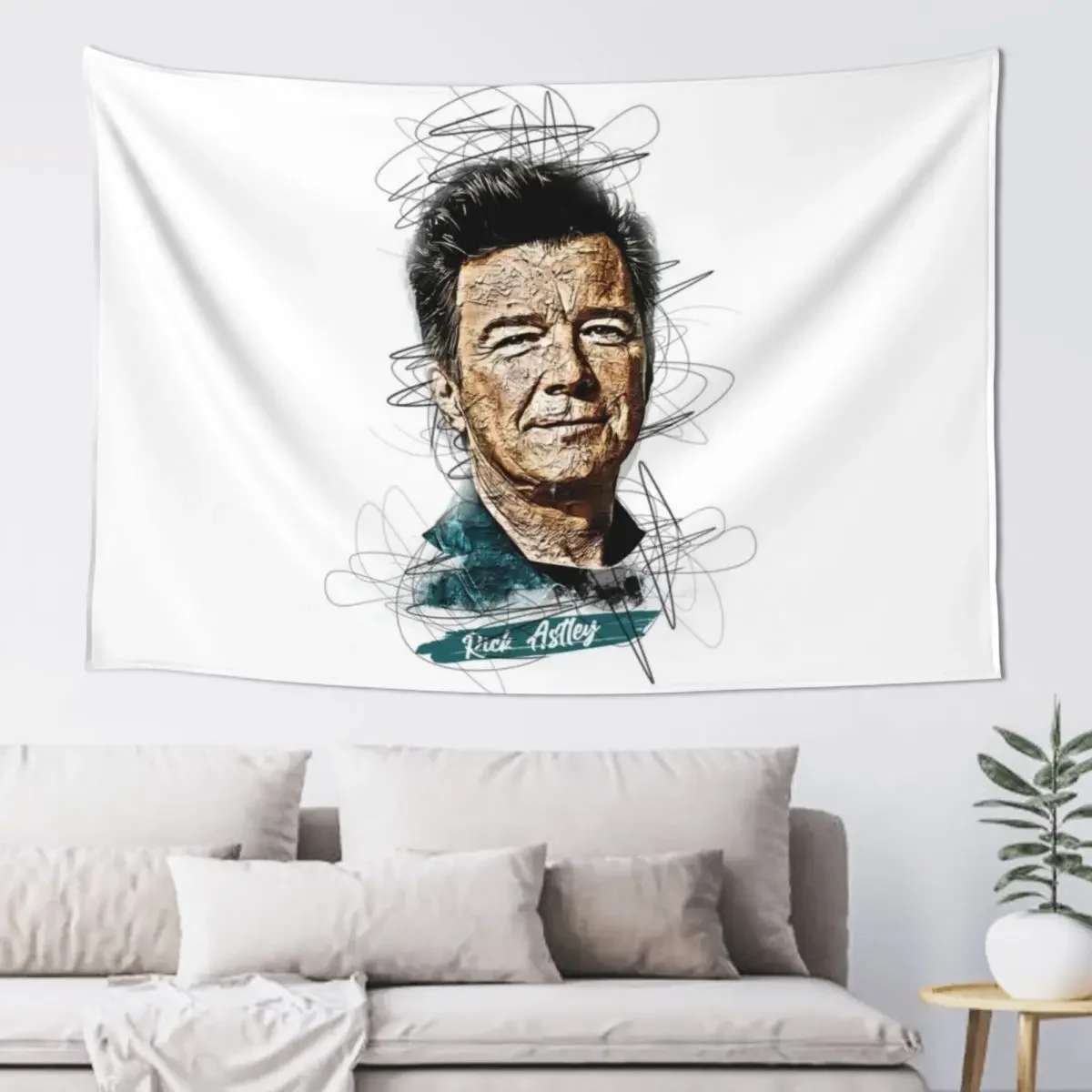 Rick Astley Shirt, Rick Astley Abstract Sketch Art Tapestry Home Decorations Aesthetic Room Decorating Aesthetic Tapestry