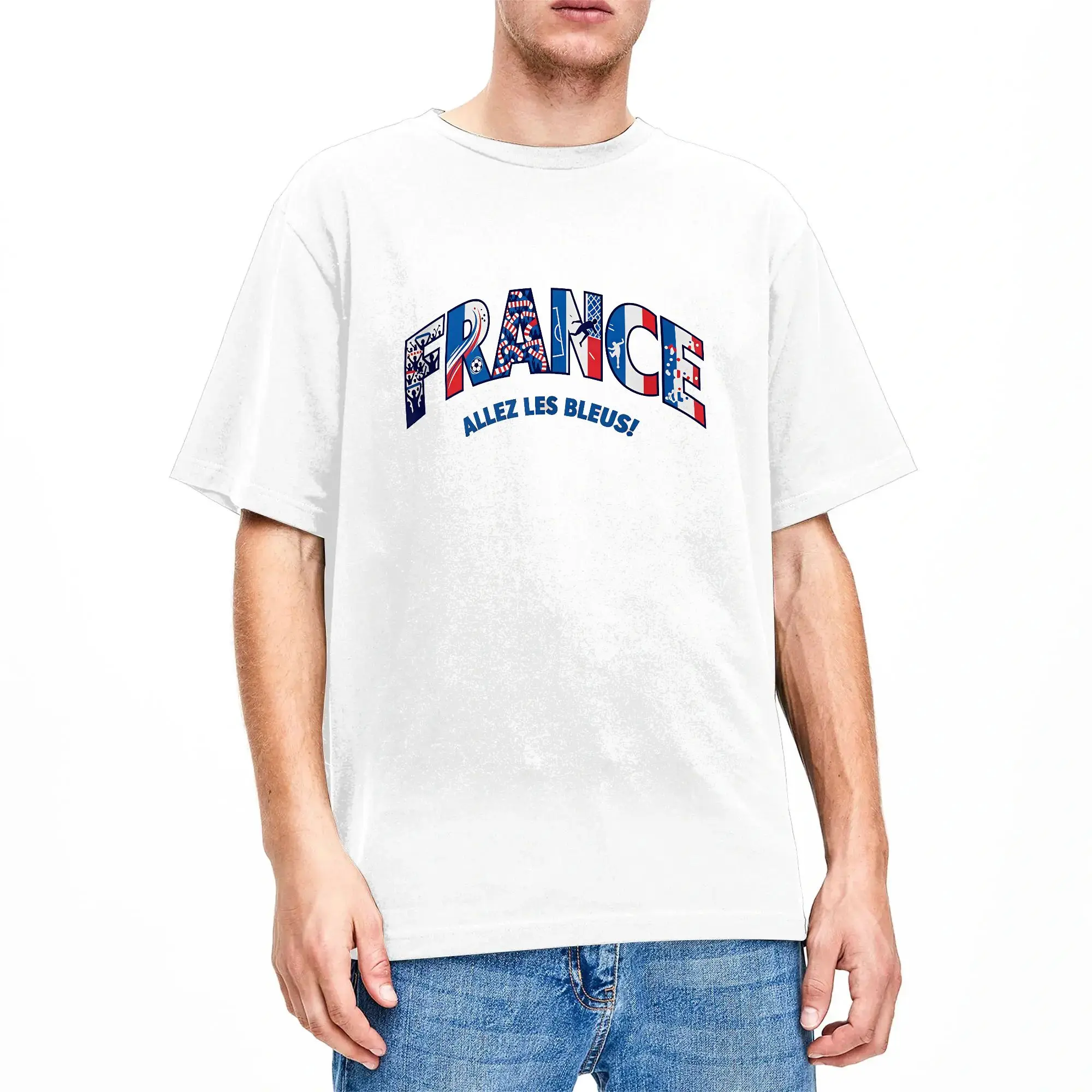 Men France Allez Les Bleus Soccer Fan 2026 T-Shirts  Cotton Tees Summer Aesthetic Short Sleeve T-Shirt O-Neck Fashion Tee Shirt