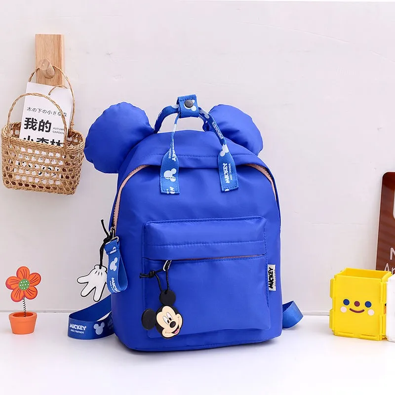 Disney Brand Children Small Backpack Boys Outdoor Bags Light Breathable Waterproof Nylon Bags Mickey Shape Solid Color Bags Kids