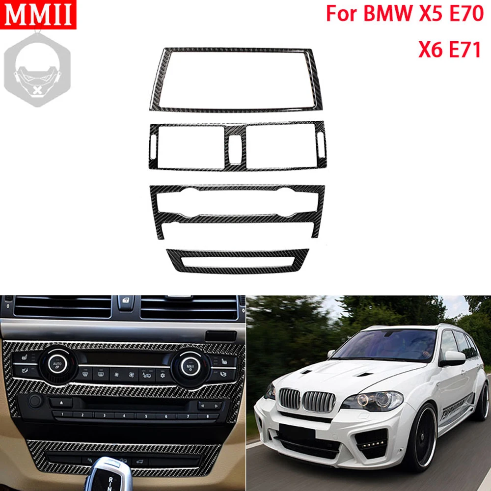 

For BMW X5 E70 X6 E71 2008-2014 Real Carbon Fiber Interiors AC Button Air Outlet Navigation Frame Decoration Cover Trim Sticker