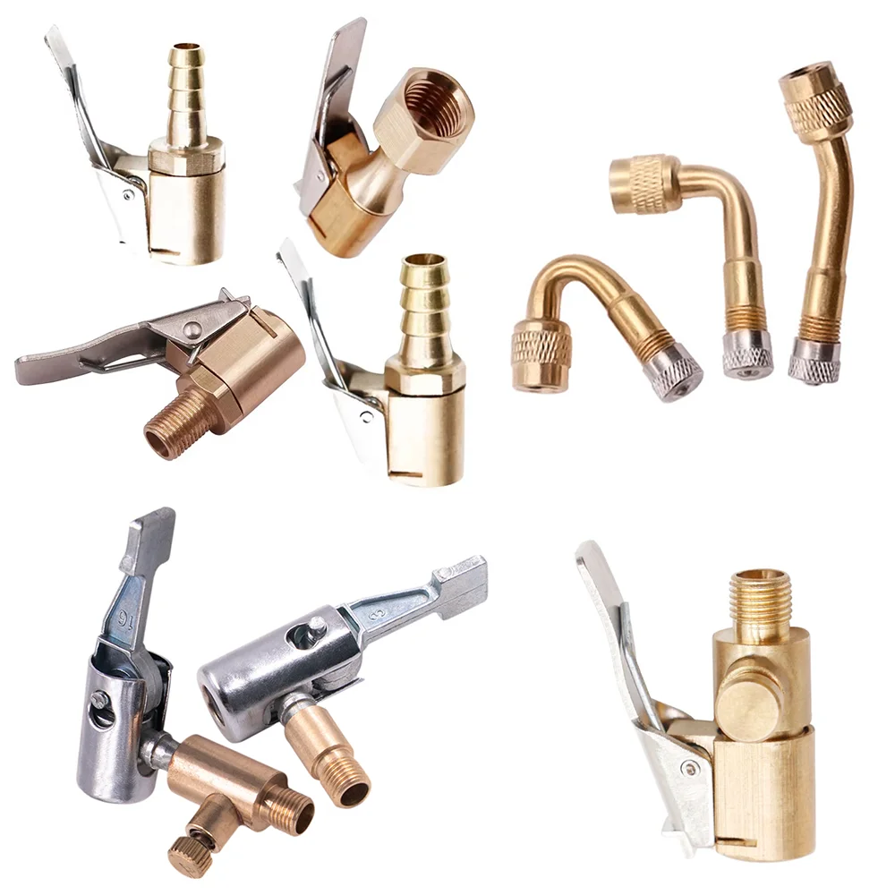 Car Brass 6mm 8mm Clip-on Tire Air Chuck Inflator Pump Valve Adapter for Car Motorcycle Bicycle Tyre Wheel Auto Accessories