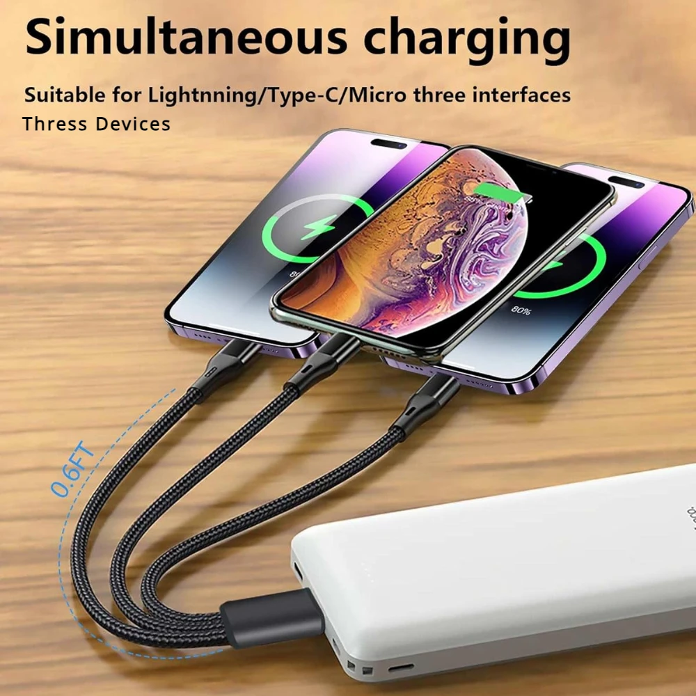 short 3 in 1 USB C to USB C Multi 3 in 1 Type C to 3 Type C Port Charger Cord,5V 2A Fast Charging Cable for 3 Mobile Phones 20cm