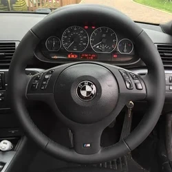 Custom Anti-Slip Microfiber Leather Car Steering Wheel Cover For BMW E46 E39 330i 540i 525i 530i 330Ci M3 Steering Wrap