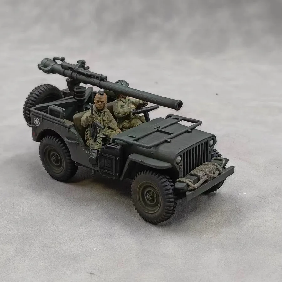 1/35 U.S. Army Willis Jeep Model (with two Soldiers) , SLA printing hand-colored finished model decorative ornament