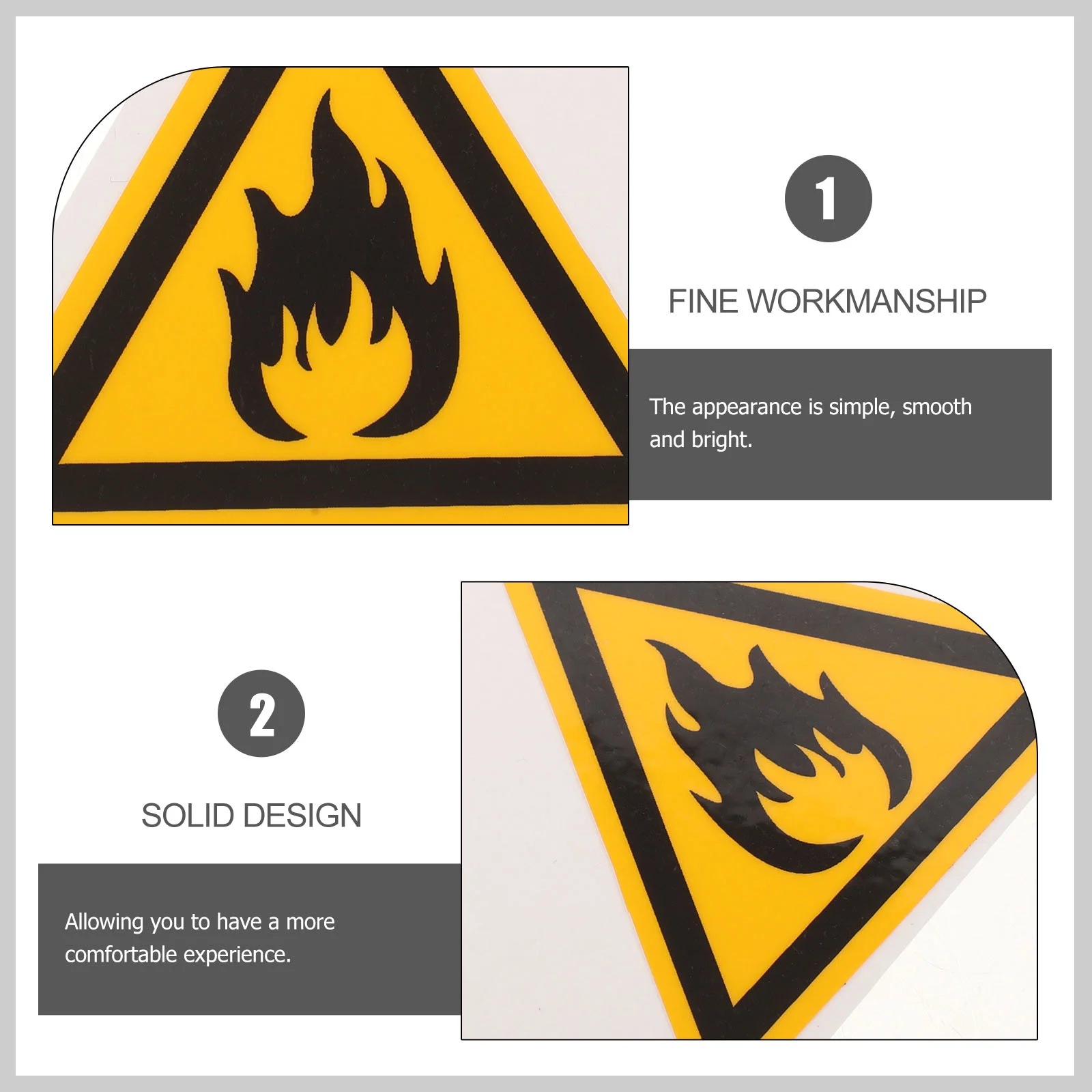 3 Pcs Taggies Stickers segni di fuoco attenzione avvertenza di pericolo etichette di sicurezza il