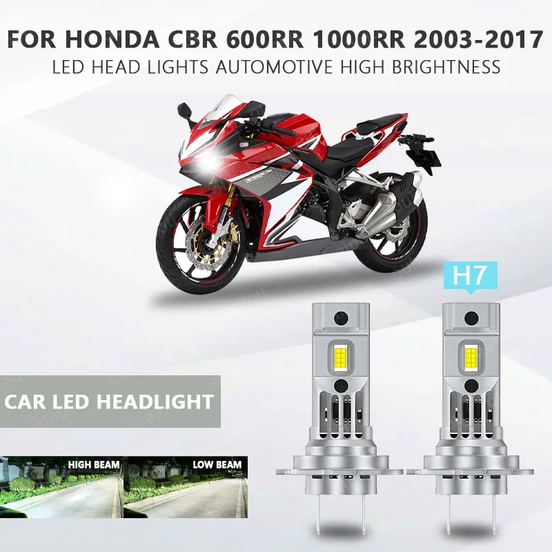 

2PCS Motorcycle H7 LED Headlight Bulbs Kit For Honda CBR 600rr 1000rr 2003-2017 White Plug and Play 12V H7 60W 12000lm CANbus