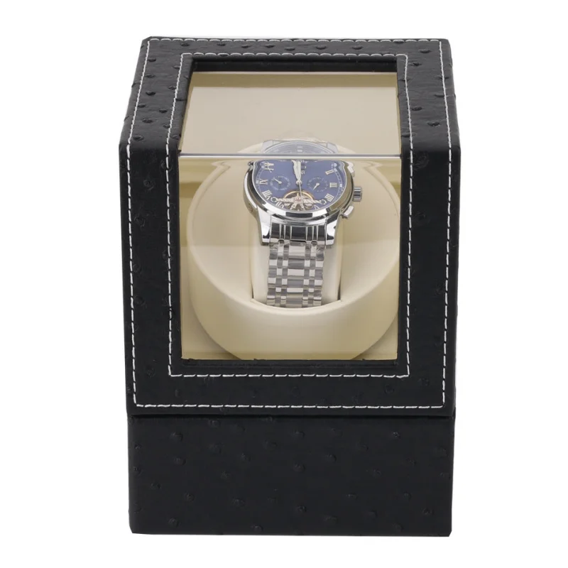 1 Slot Classic Single Watch Winder For Automatic Watches Auto Watch Winder Box With Quiet Motor Leather Watch Rotator AC Adapter
