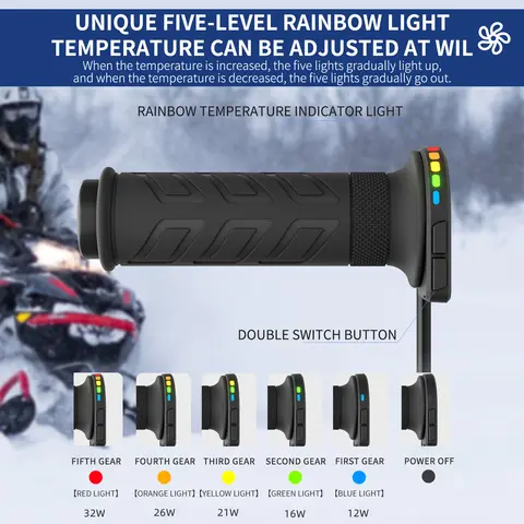 1 par 12v 22mm motocicleta mão aquecida apertos 5 engrenagem temperatura ajustável alça de aquecimento elétrico universal motocicleta aperto quente