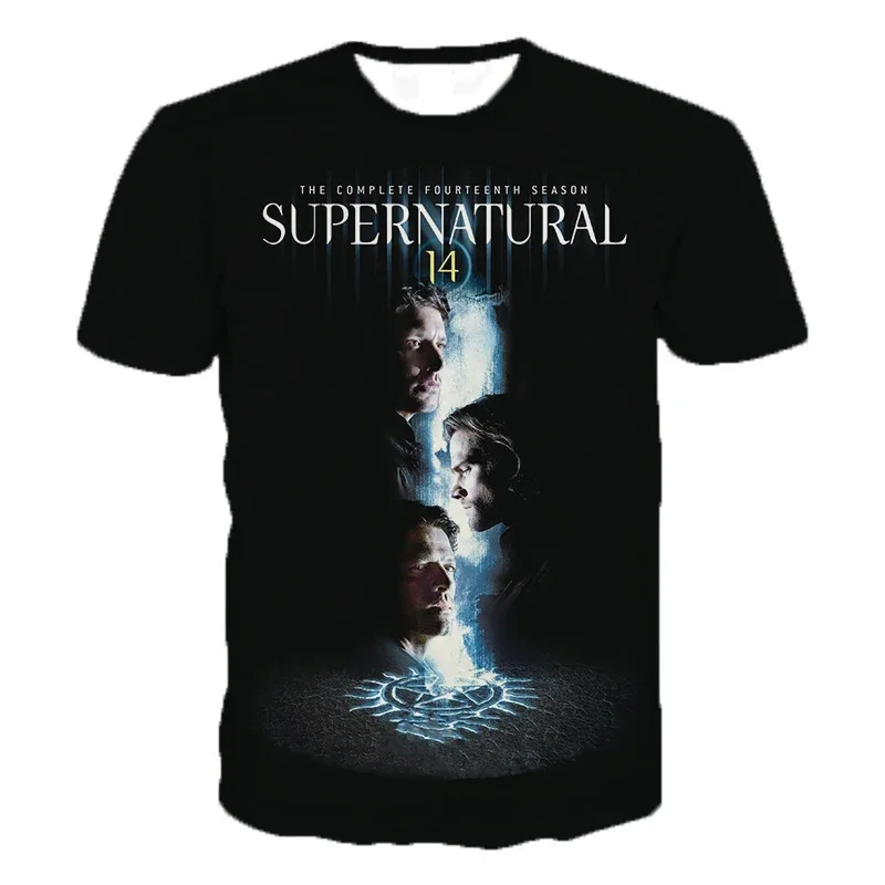 Supernatural 3D Printed Short Sleeve T Shirt Horror TV Drama Fashion Casual T-shirts Men Women Streetwear Oversized Tee Tops