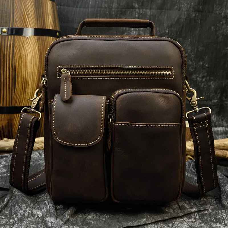 

2024 Hot Sell Retro Fashion Men Handbags Genuine Leather Shoulder Bag Leather Handbag Sling Bag Men Male Crossbody Bag