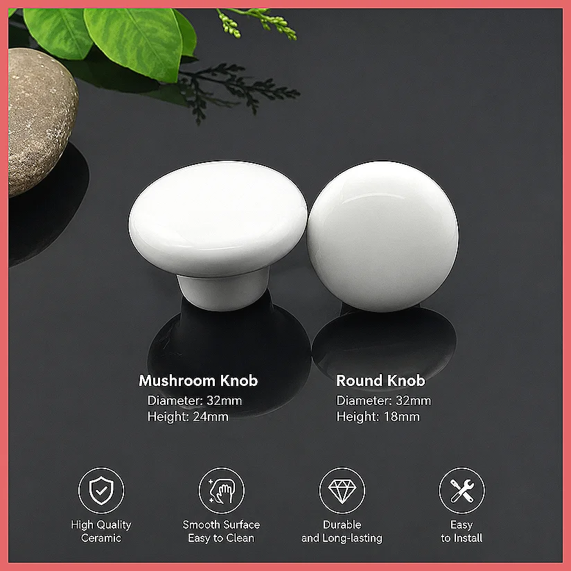 German Hongying White Ceramic Knob Rustic Round Grain Cabinet Kitchen Drawer Shoe Wardrobe Door Handle