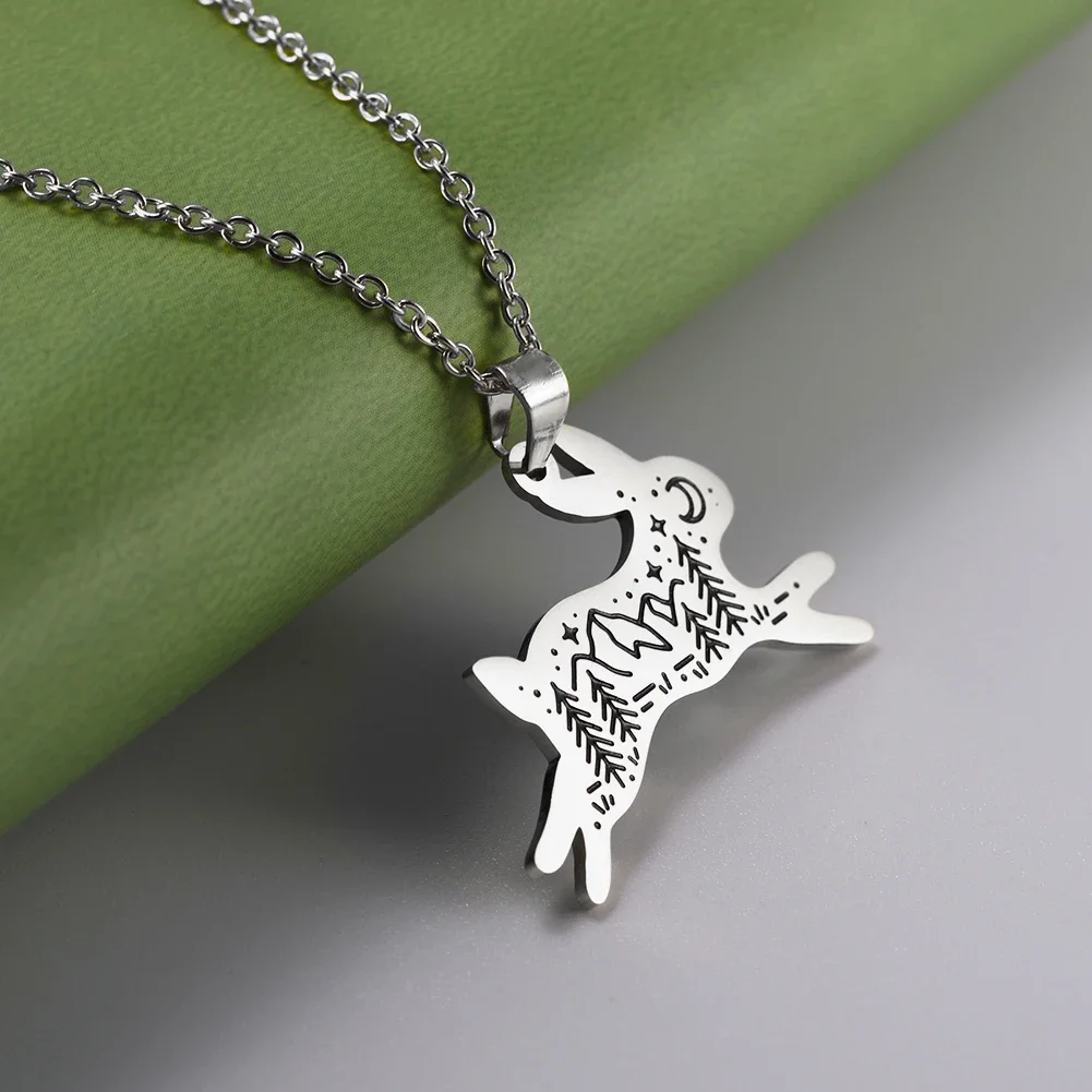 Cazador Animal Pendant Necklaces for Women Men Fox Rabbit Bird Fish Polar Bear Nature Stainless Steel Jewelry 2025 Birthday Gift