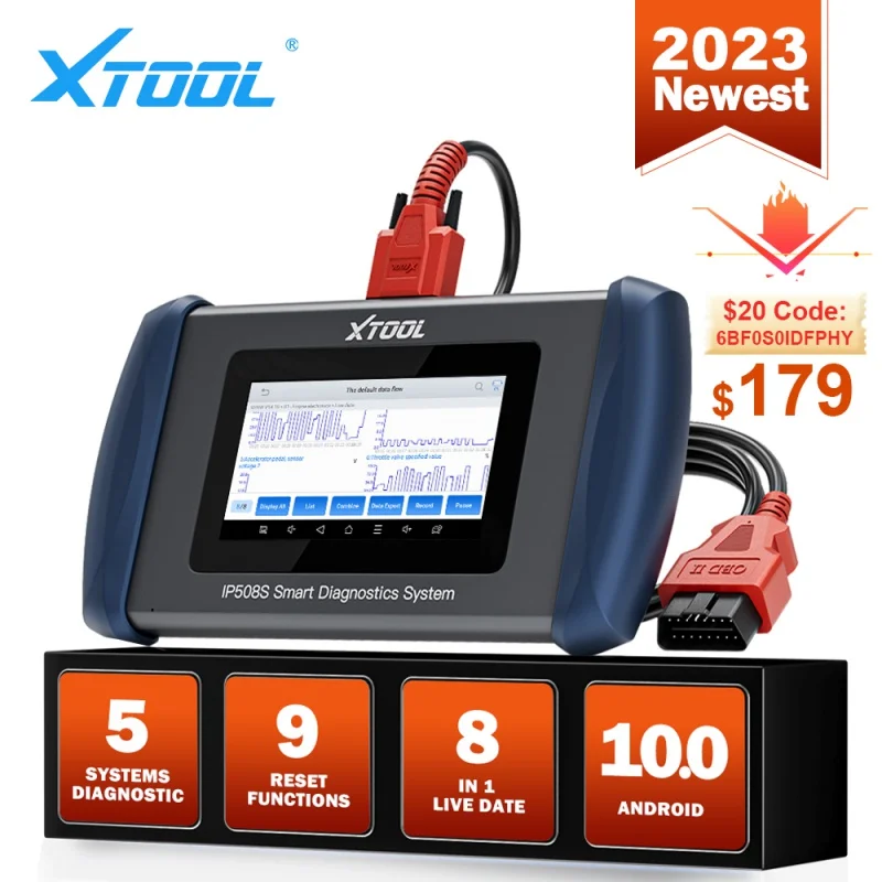 

XTOOL InPlus IP508S OBD2 Diagnostic Tools Automotive Scanner With BT/Android 10 ABS SRS Airbag Engine AT EPB Throttle Relearn